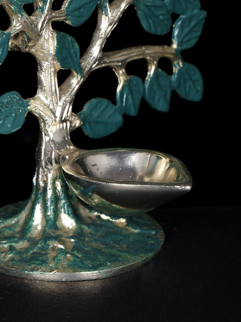 6" Small Brass Tree of Life with Diya | Table Piece