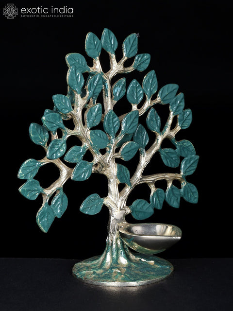 6" Small Brass Tree of Life with Diya | Table Piece