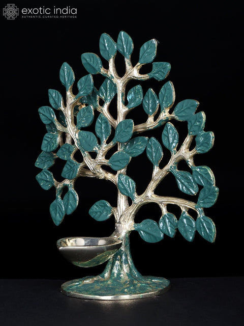 6" Small Brass Tree of Life with Diya | Table Piece