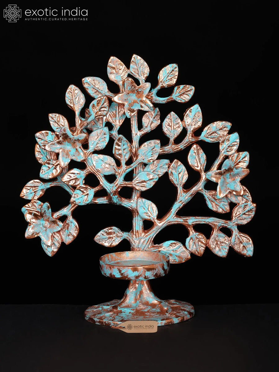 6" Tree of Life Brass Tealight Candle Holder