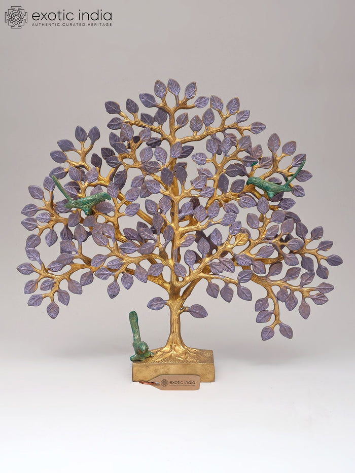 Lilac Tree with Parrots Brass Statue