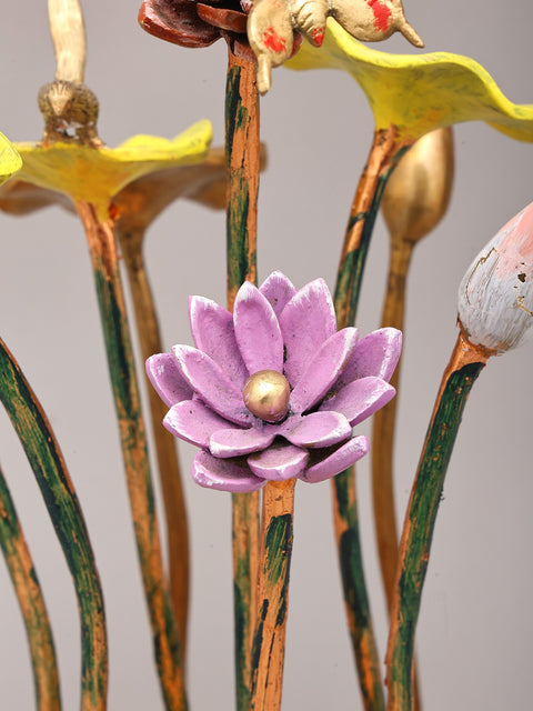 16' Decorative Flowers and Buds Showpiece in Brass | Table Decor