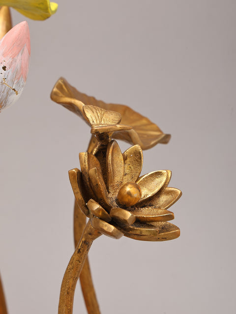 16' Decorative Flowers and Buds Showpiece in Brass | Table Decor