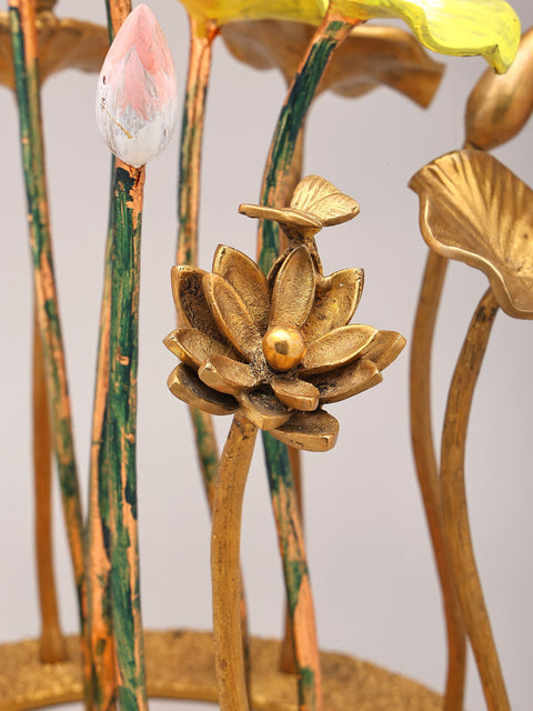 16' Decorative Flowers and Buds Showpiece in Brass | Table Decor