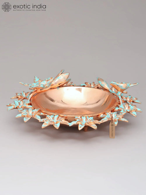9" Hand-Painted Brass Urli Bowl with Flowers for Home Decor