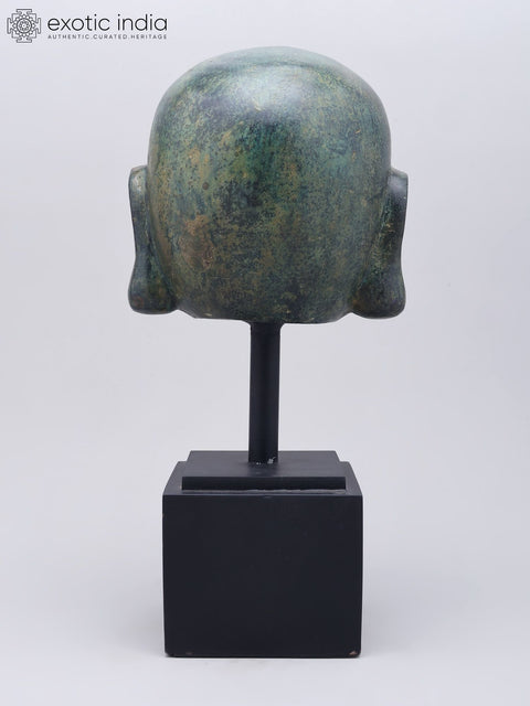 15" Laughing Buddha Head on Wood Base
