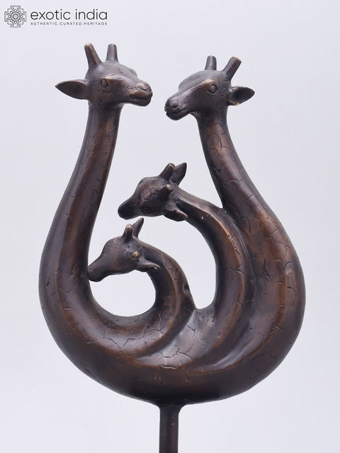 13" Graceful Giraffe Family | Table Decor | Brass Statue