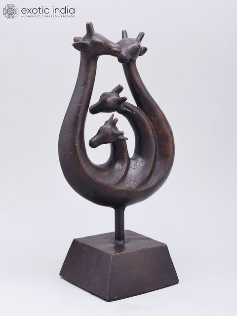 13" Graceful Giraffe Family | Table Decor | Brass Statue