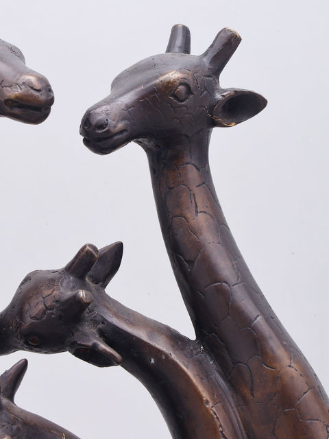 13" Graceful Giraffe Family | Table Decor | Brass Statue