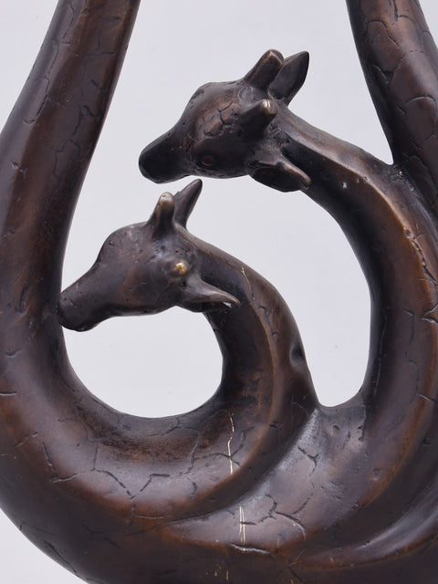 13" Graceful Giraffe Family | Table Decor | Brass Statue