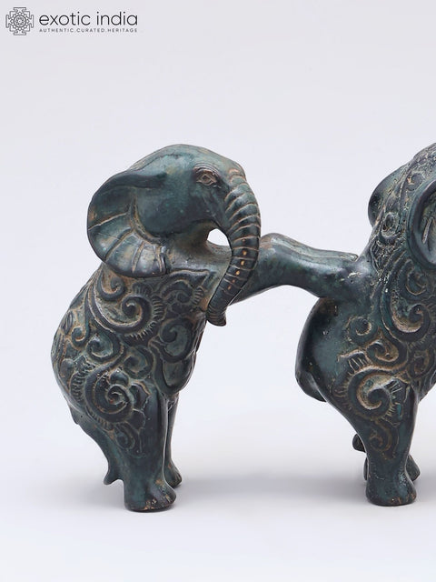 10" Decorative Elephants Trio in Brass | Home Decor