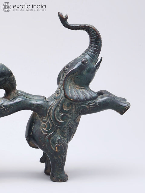10" Decorative Elephants Trio in Brass | Home Decor