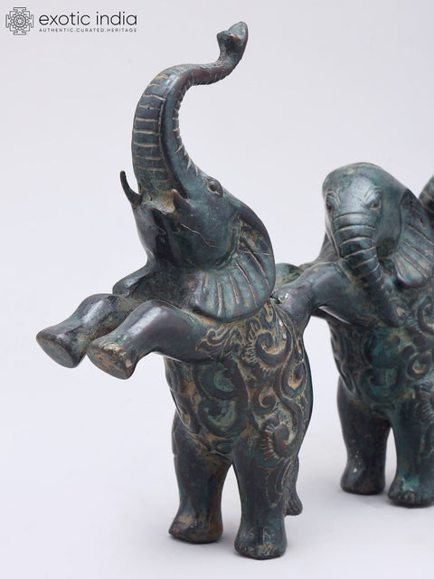 10" Decorative Elephants Trio in Brass | Home Decor
