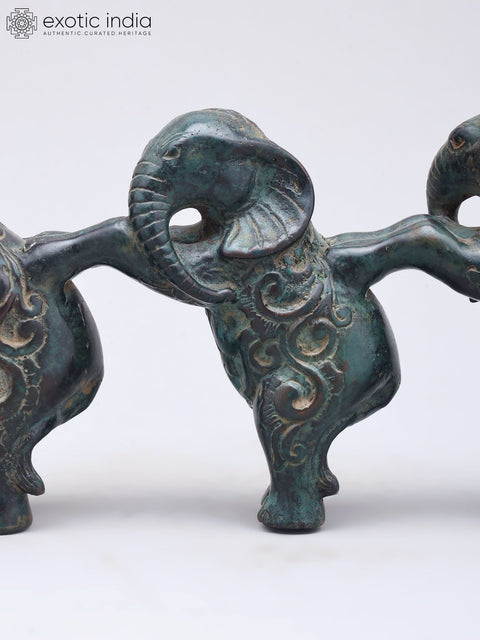 10" Decorative Elephants Trio in Brass | Home Decor