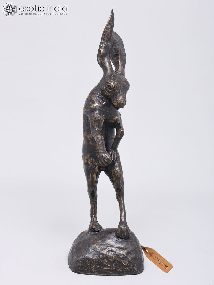 18" Rabbit Brass Statue Handmade Home Decor