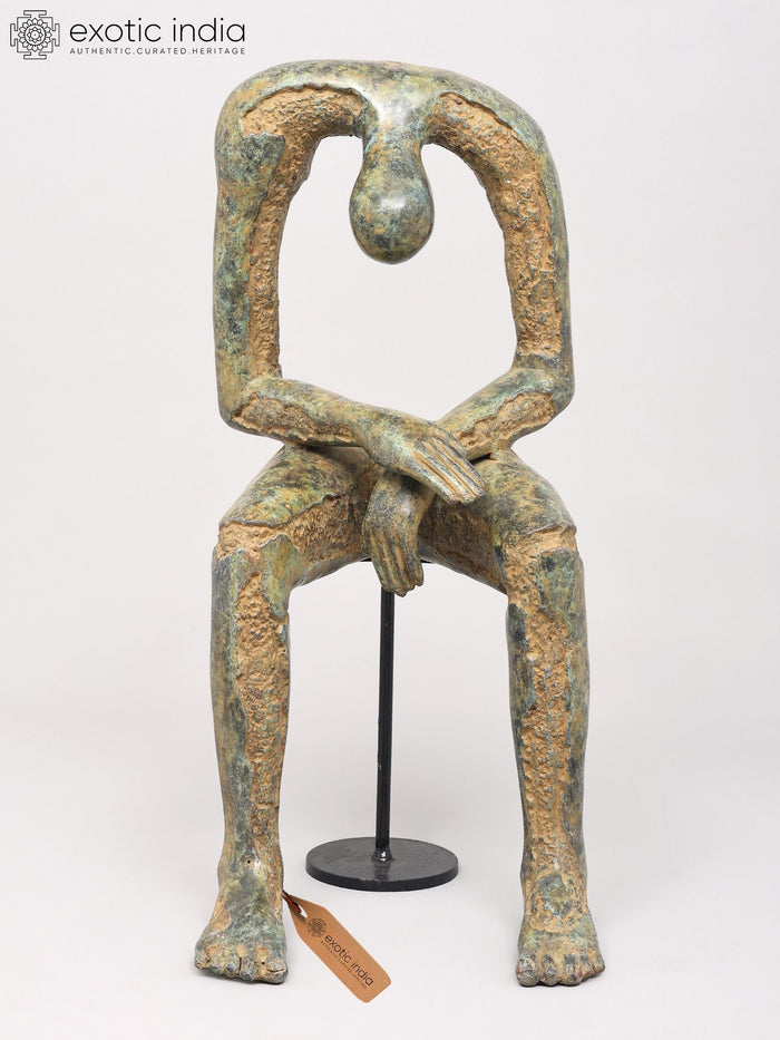 Abstract Seated Human Figure Brass Statue