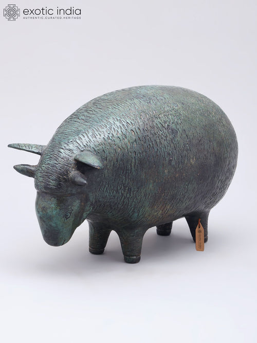 9" Brass Sheep Figurine Statue Home Decor