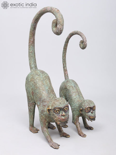 24" Decorative Pair of Monkeys | Brass Statues | Home Decor