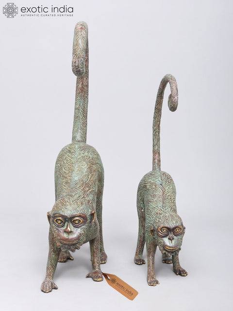 24" Decorative Pair of Monkeys | Brass Statues | Home Decor