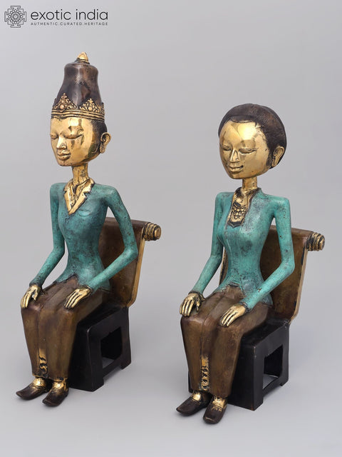 19" King and Queen of Indonesia | Brass Statues
