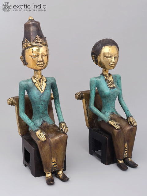 19" King and Queen of Indonesia | Brass Statues