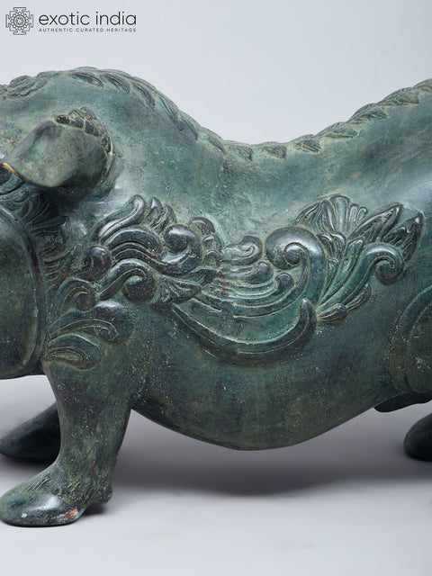 19" Decorative Pig Statue in Brass | Home Decor