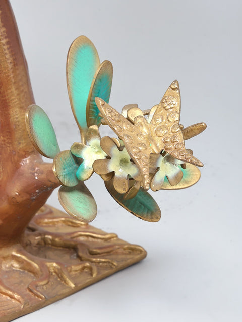 32" Large Colourful Brass Tree With Butterflies