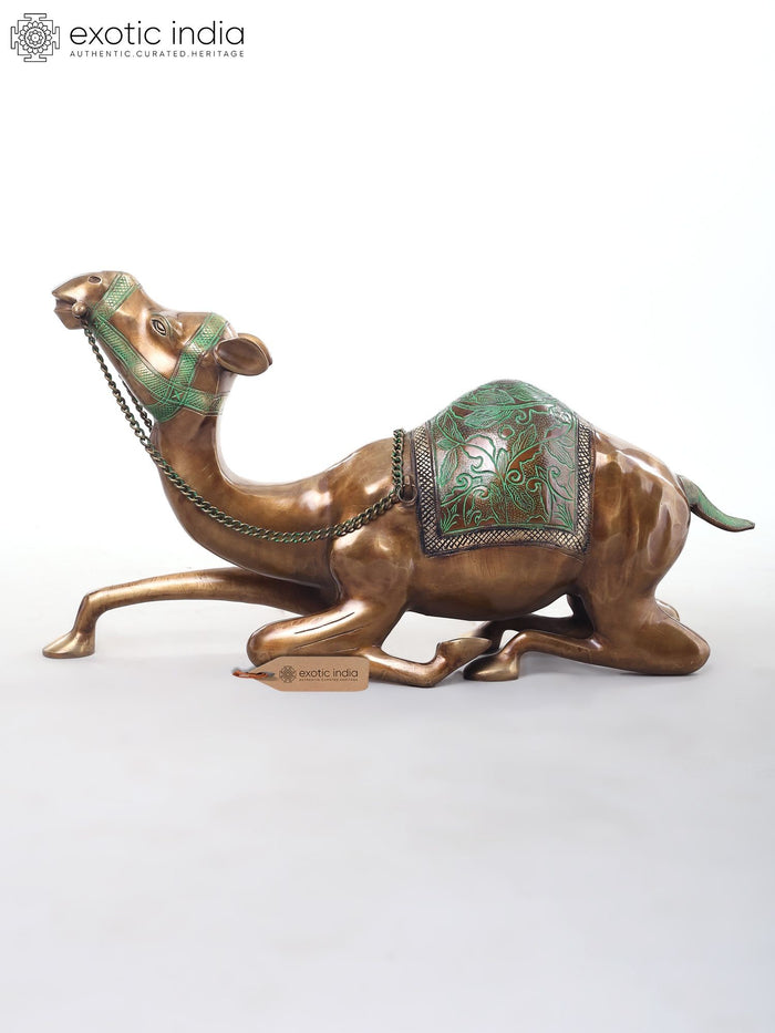 Brass Camel with Outstretched Neck Statue