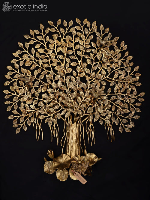 24" Brass Tree of Life Wall Hanging for Home Decor