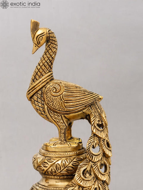 20'' Elegant Pair of Decorative Peacocks | Home Decor | Brass Statues