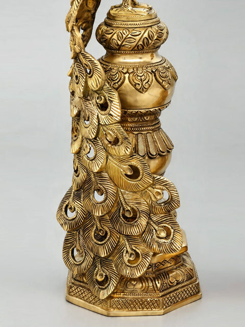 20'' Elegant Pair of Decorative Peacocks | Home Decor | Brass Statues