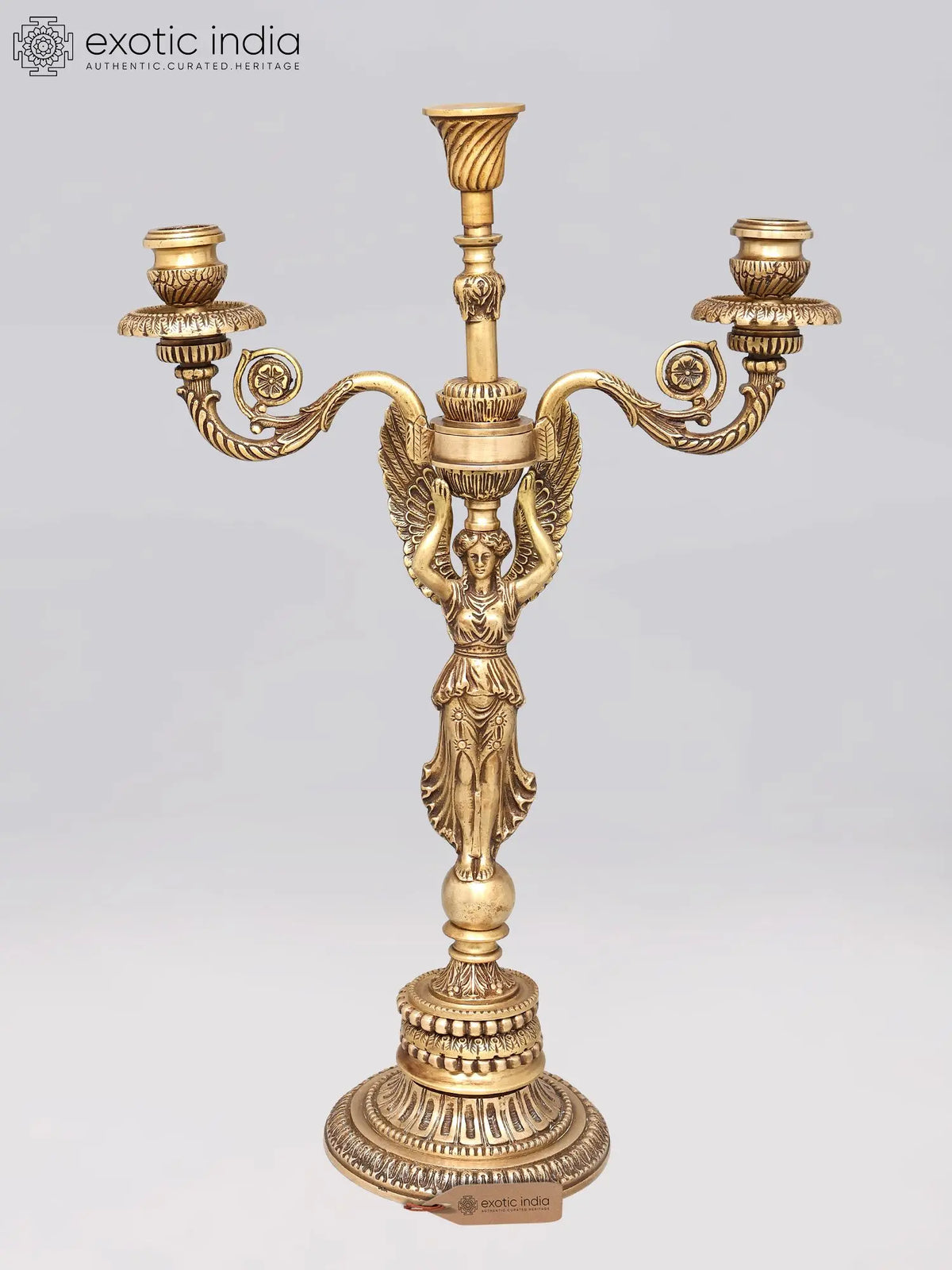 Victorian Style Brass Three-Arm Candelabra | Home Decor