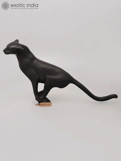 24" Black Egyptian Cat Brass Statue for Home Decor