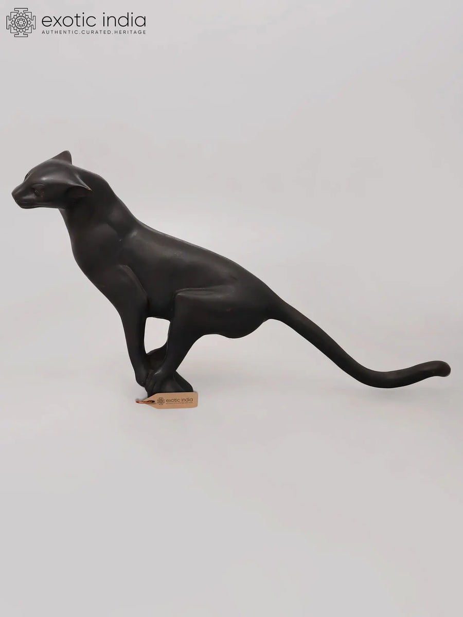 24" Black Egyptian Cat Brass Statue for Home Decor