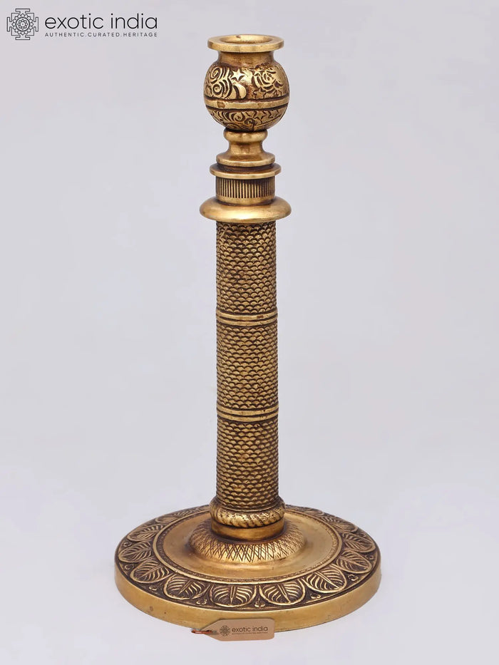 10" Brass Decorative Candle Stand for Home Decor