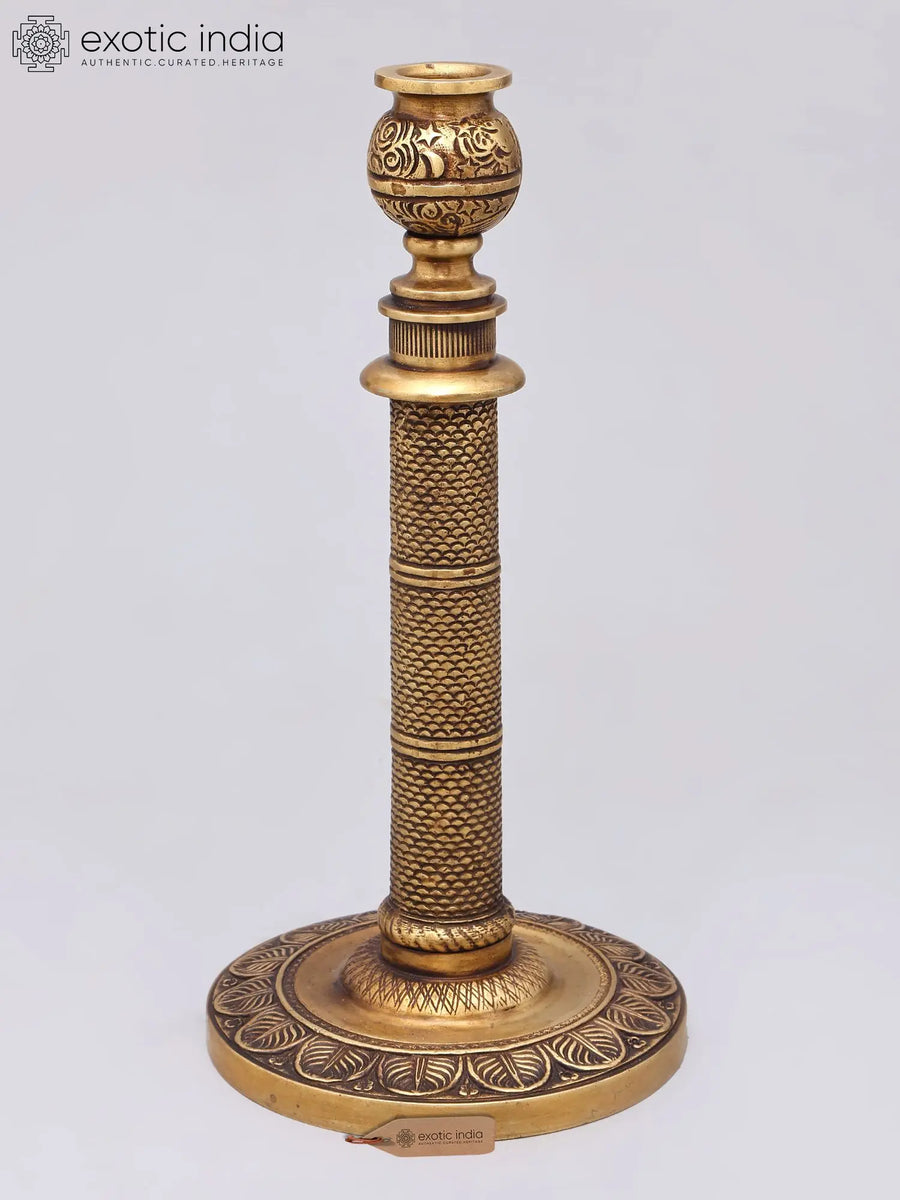 10" Brass Decorative Candle Stand for Home Decor