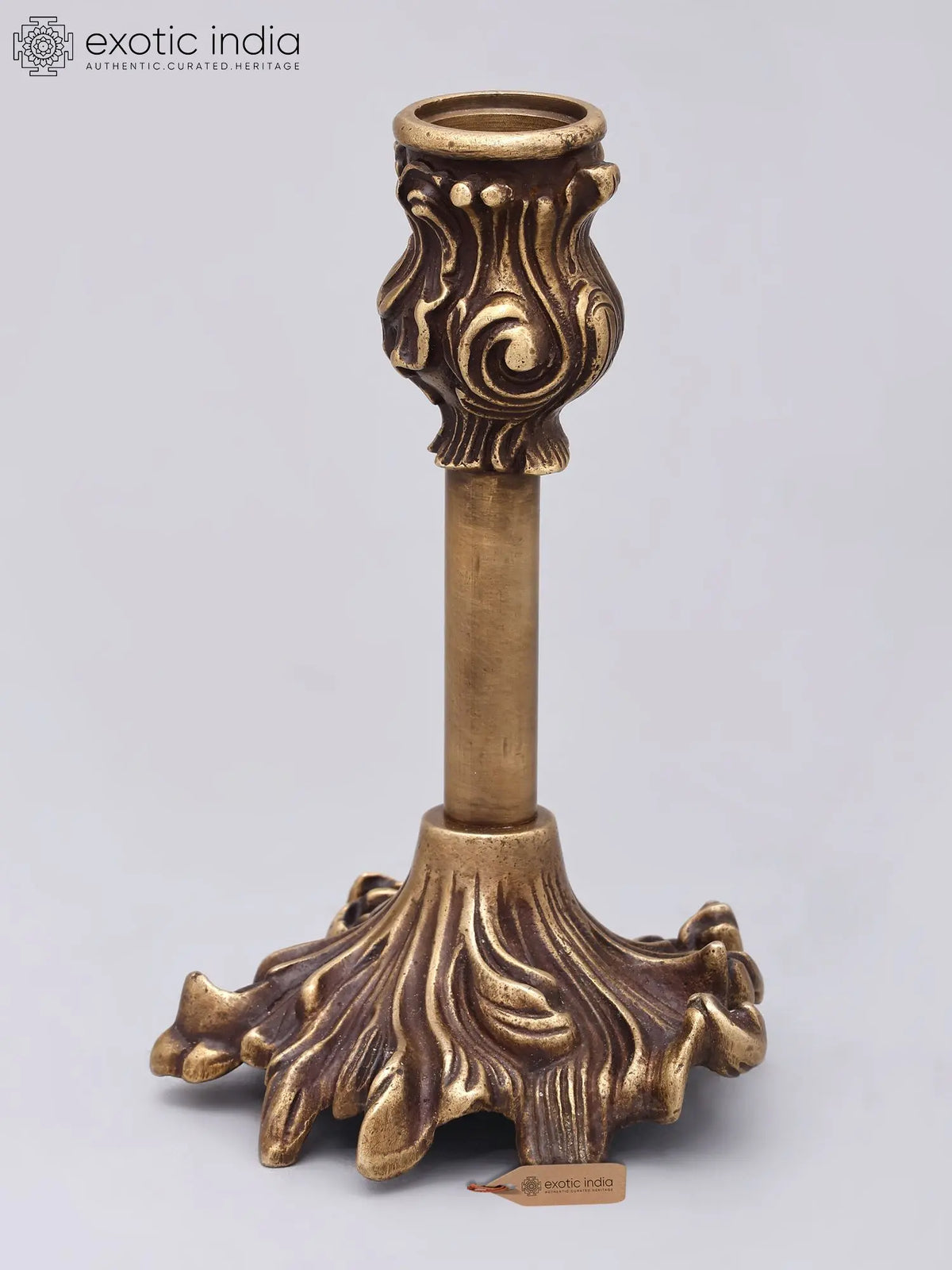 7" Designer Brass Candle Holder | Home Decor