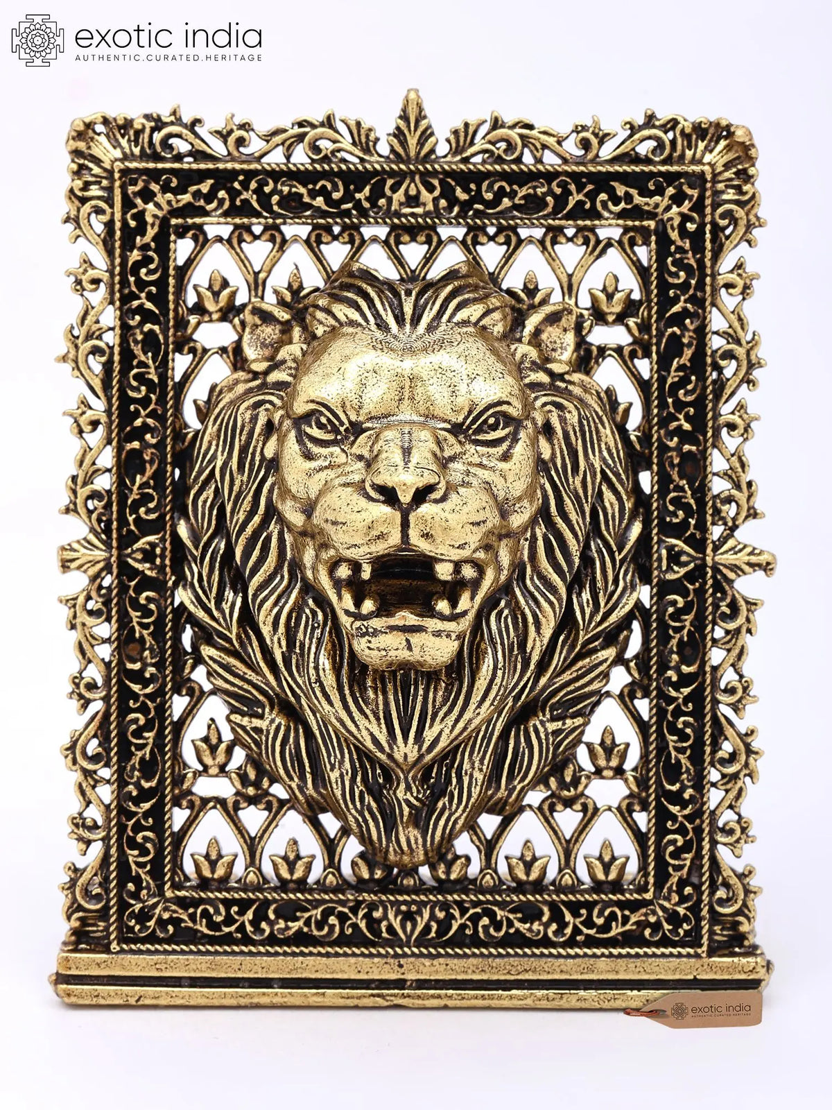 3'' Small Superfine Brass Roaring Lion Head | Table Decor Statue