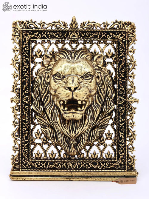 3" Superfine Brass Roaring Lion Head Statue for Home Decor