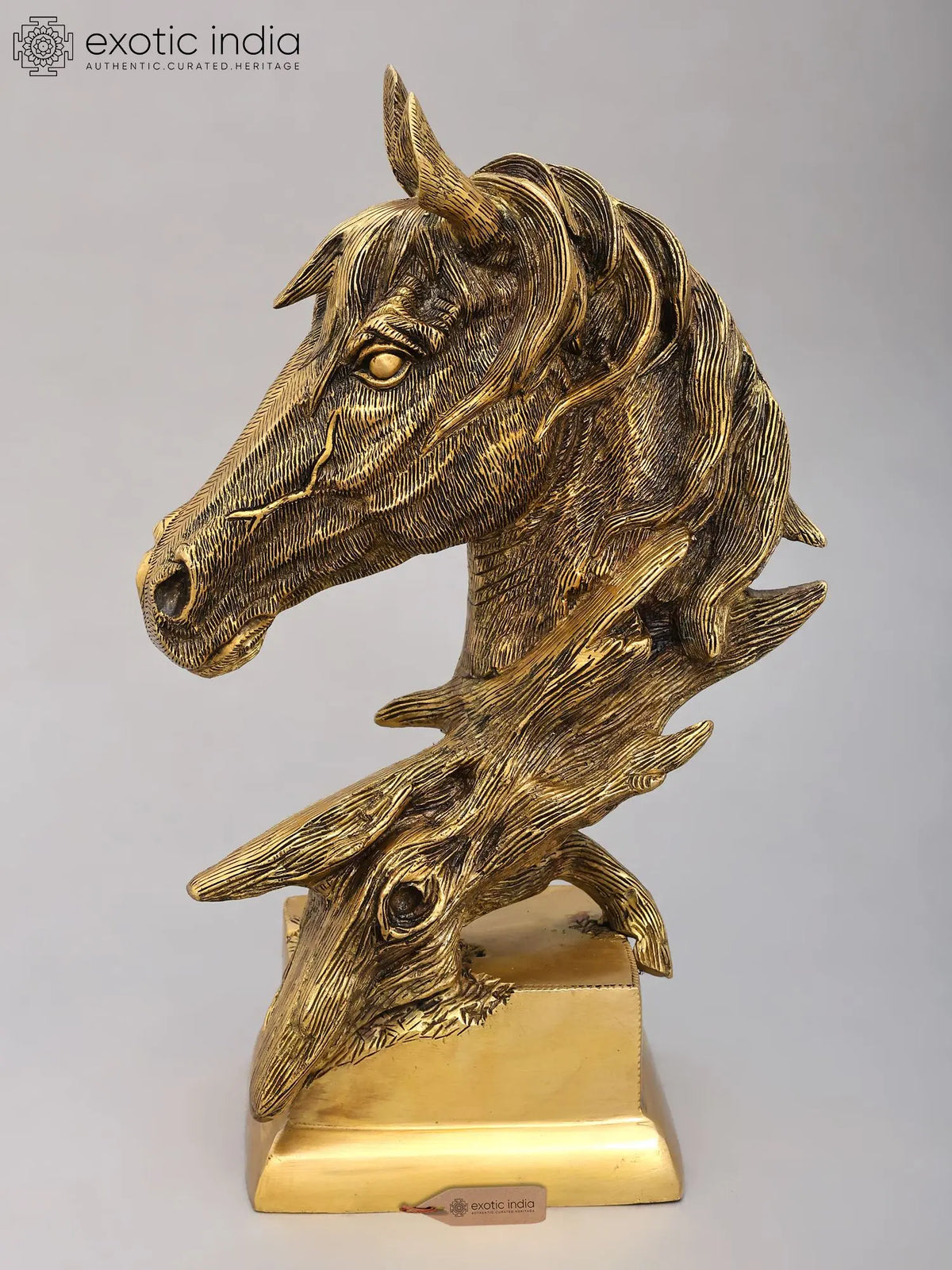 14'' Stylized Decorative Horse Head | Brass Statue | Home Decor