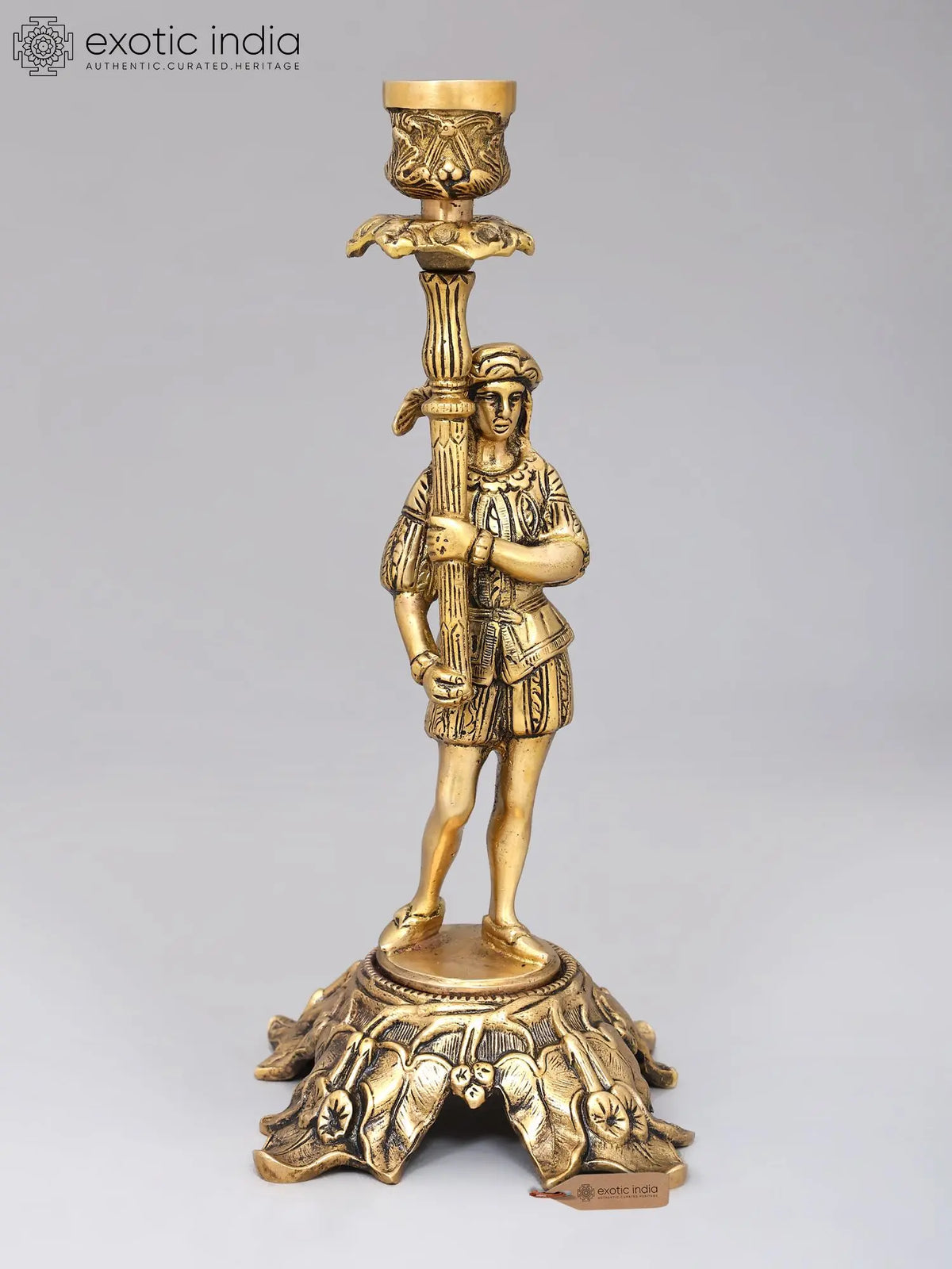 Victorian-Style Male Brass Candle Stand | Home decor