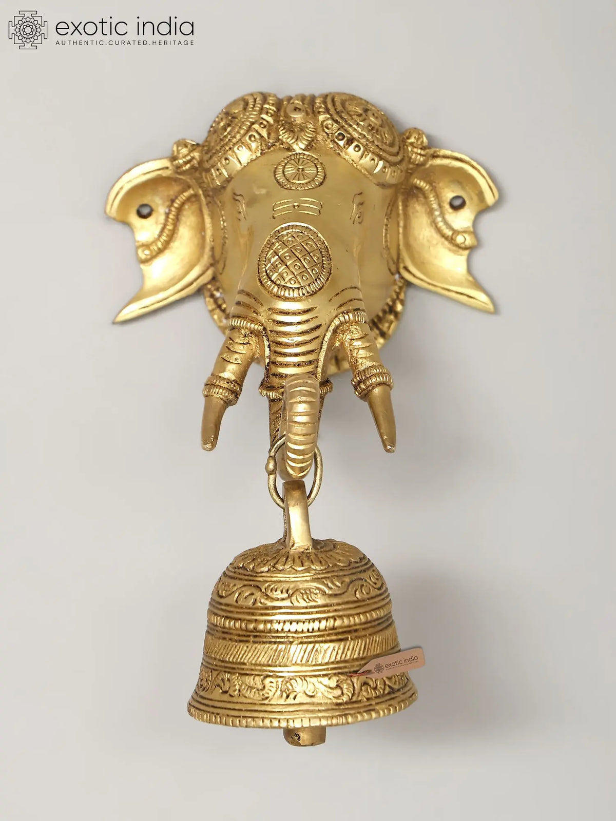 5" Small Brass Wall Hanging Ganesha Bell