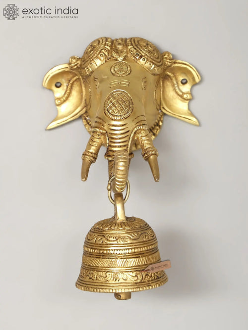 5" Brass Ganesha Wall Hanging Bell for Home Pooja