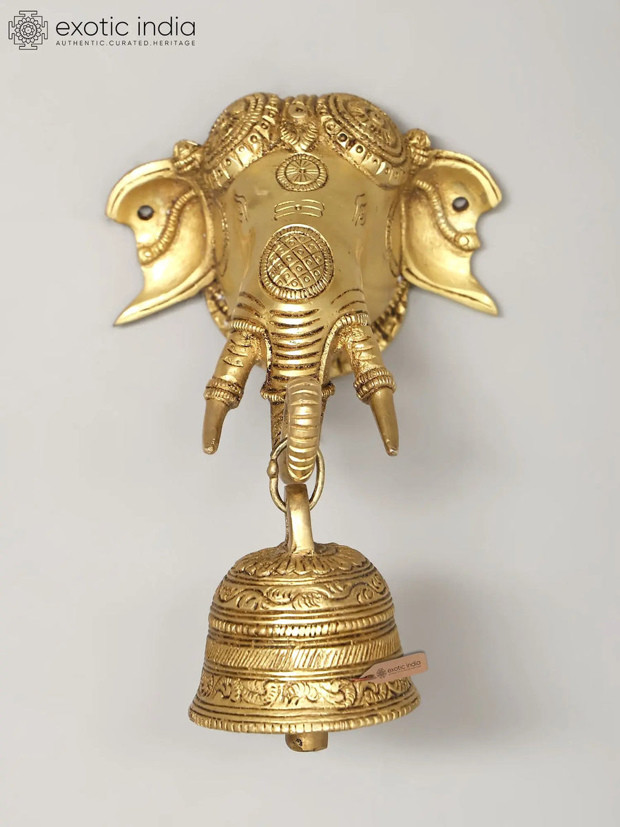 5" Brass Ganesha Wall Hanging Bell for Home Pooja