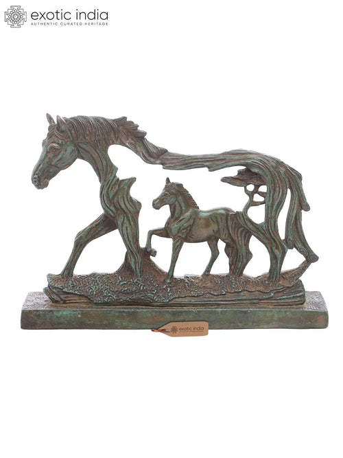 12" Stylized Brass Horse Sculpture Home Decor