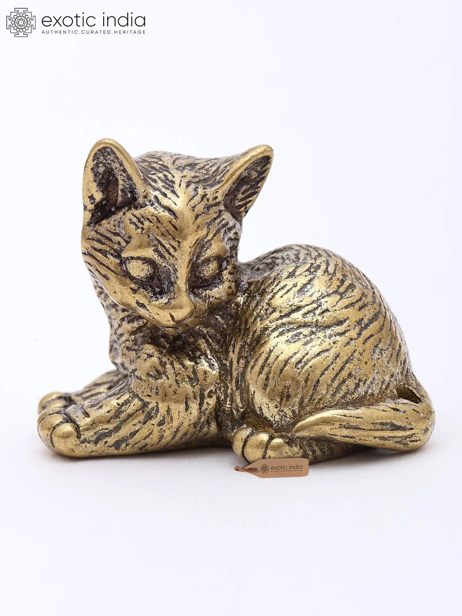 1" Small Brass Cat Figurine for Home Decor