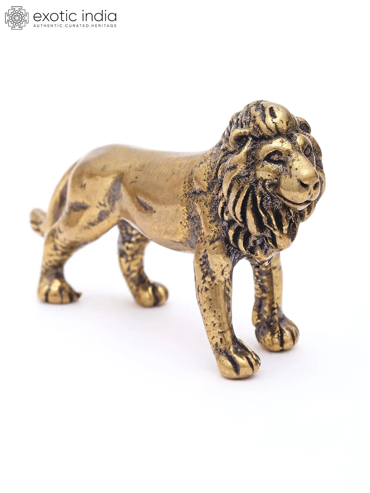 2" Small Lion Figurine | Table Decor | Brass Statue