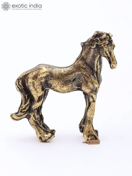 Miniature Brass Horse Figurine - Decorative Table Statue