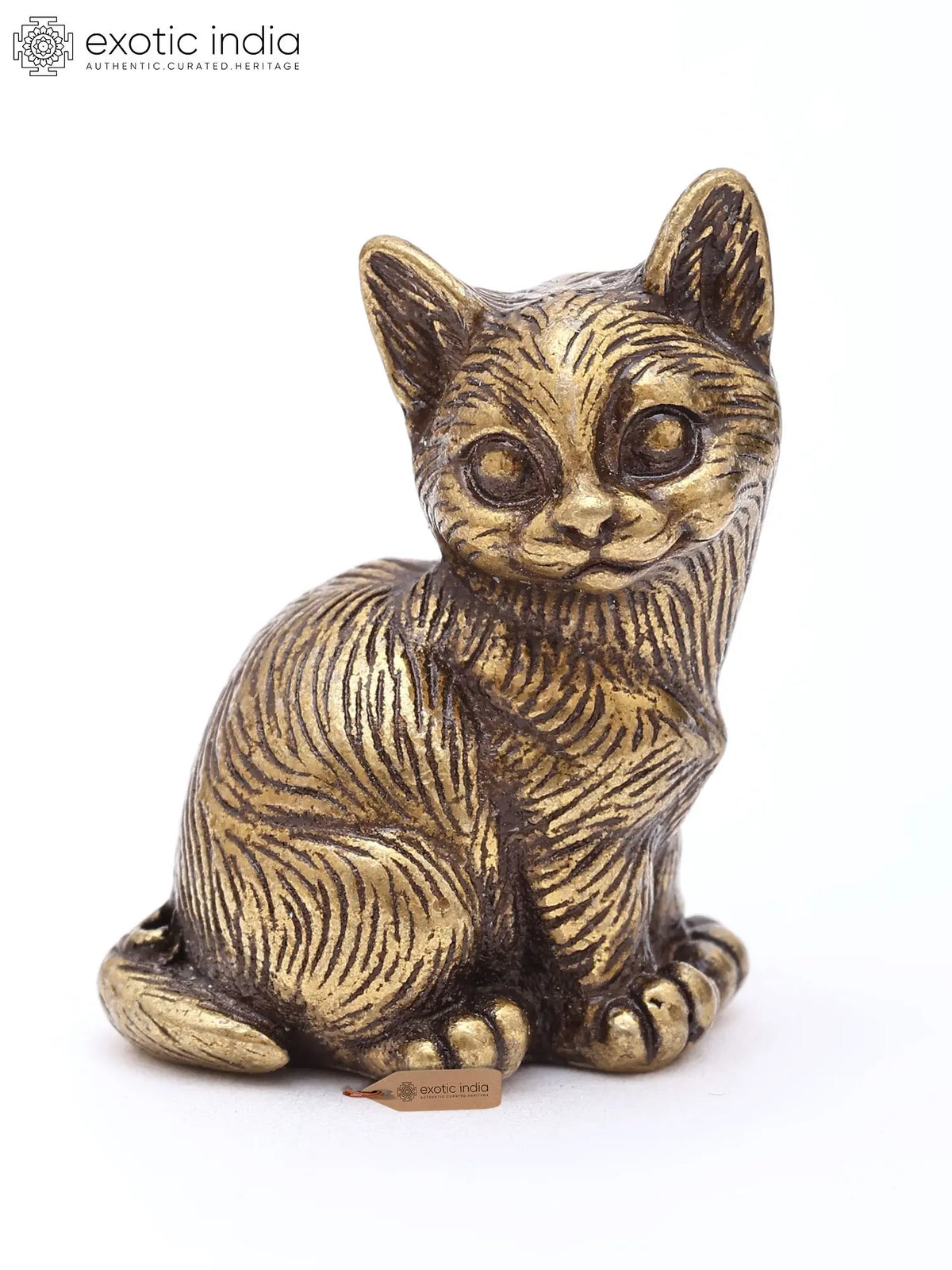 1" Miniature Cat Figurine | Decorative Brass Statue