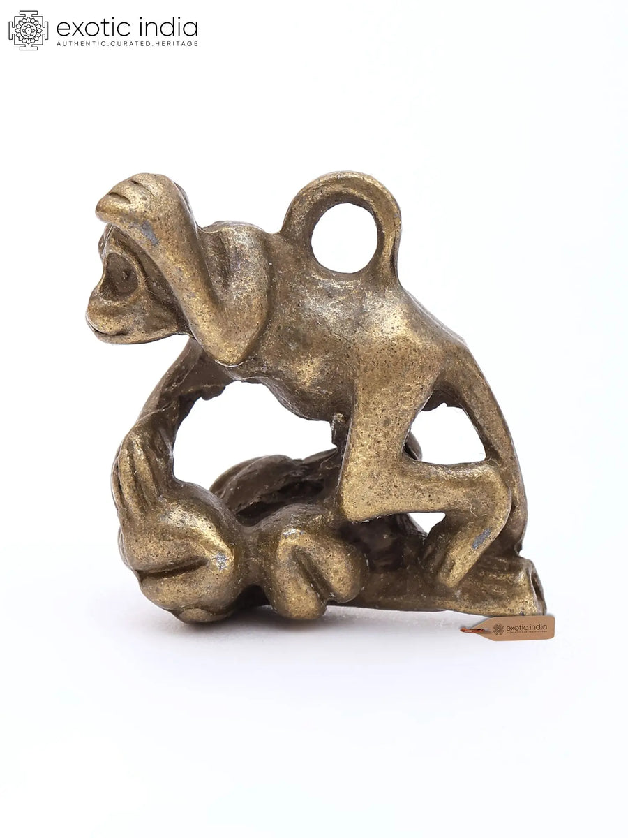1" Miniature Brass Monkey Statue for Home Decor